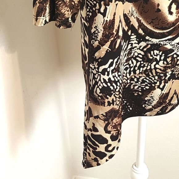 Notations Brown & Beige Animal Print Tunic with Long Cowl Neck, Size 1X - Picture 8 of 10